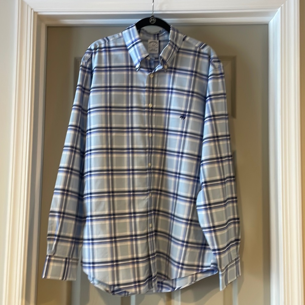 Brooks Brothers Men’s Shirt Long Sleeve Blue Plaid Button Down Size L